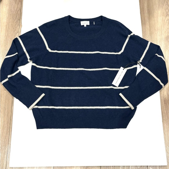 WHITE + WARREN NWT Women Cashmere Admiral Sweater L Large - Picture 2 of 8